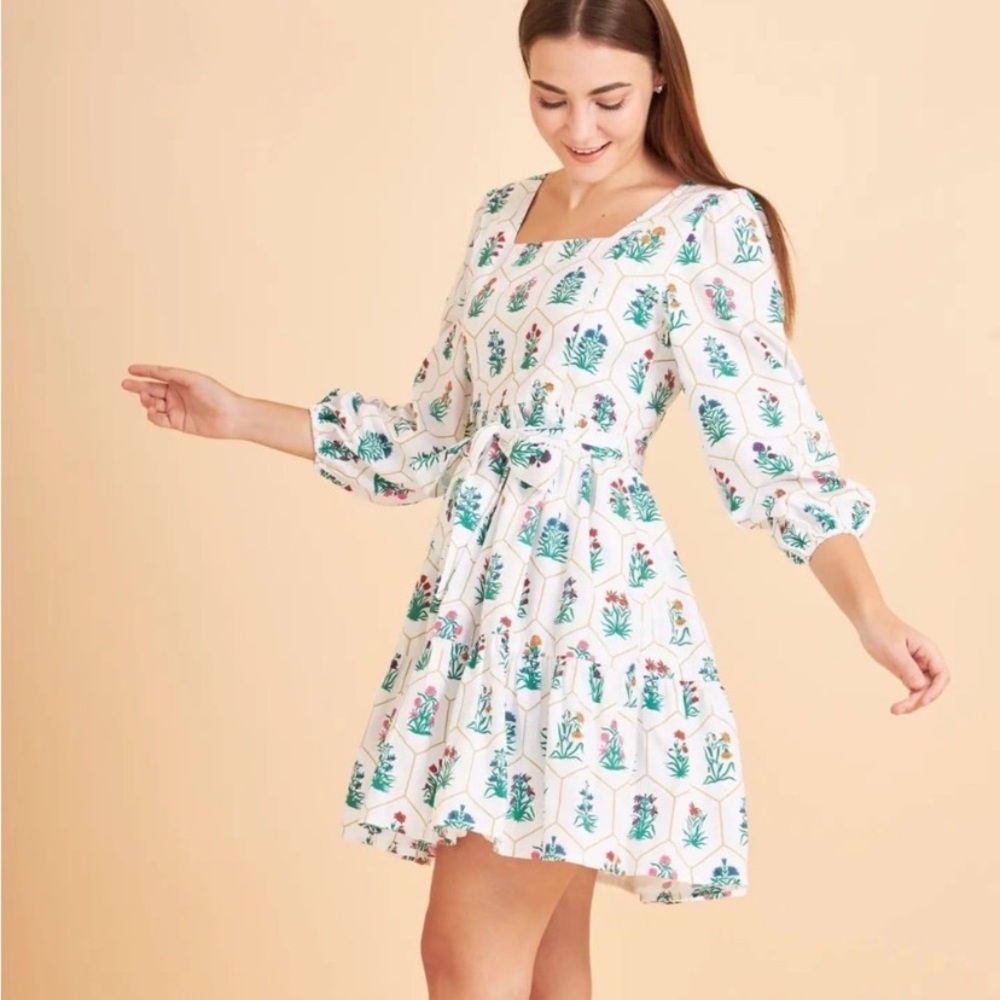 Mome Floral Print White Nursing Zipper Dress